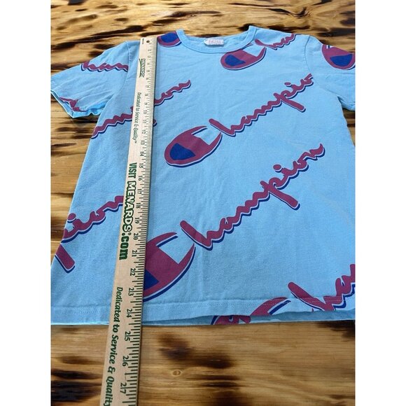 Champion Shirt Mens Size Small Heritage All-Over Script Spellout Logo Preppy - Picture 3 of 8